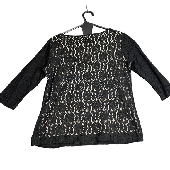 Jessica Holbrook Womens Size Medium Lace Overlay Top Black Sheer Party Date Chic - Picture 3 of 10